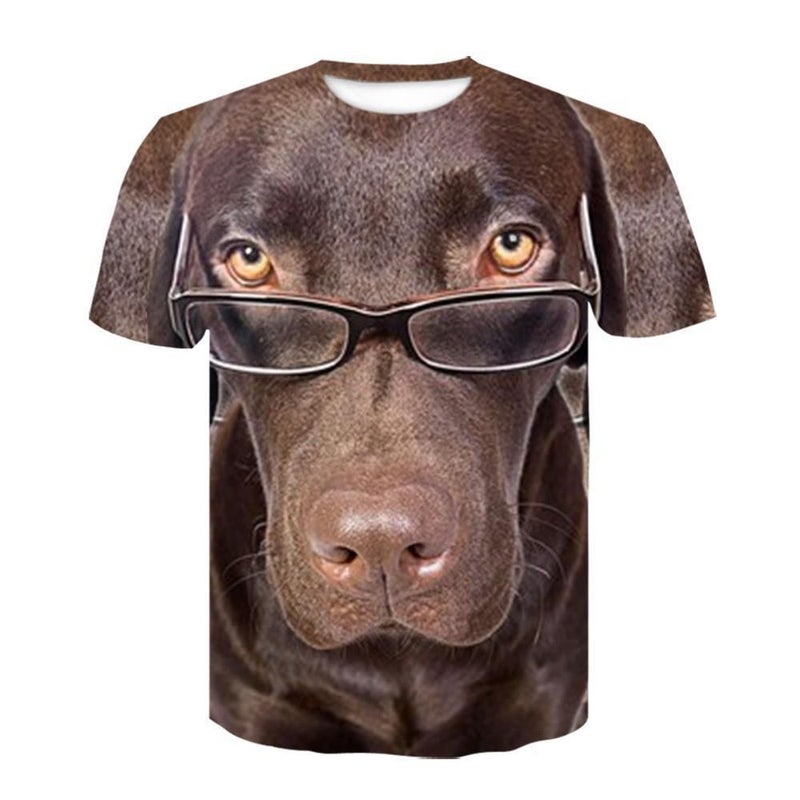 Glasses Dog Short-Sleeved T-Shirt Men'S 3D Three-Dimensional Printed Pattern Funny Orangutan Personalized Plus Size Clothes Trendy T-Shirt - Image 2