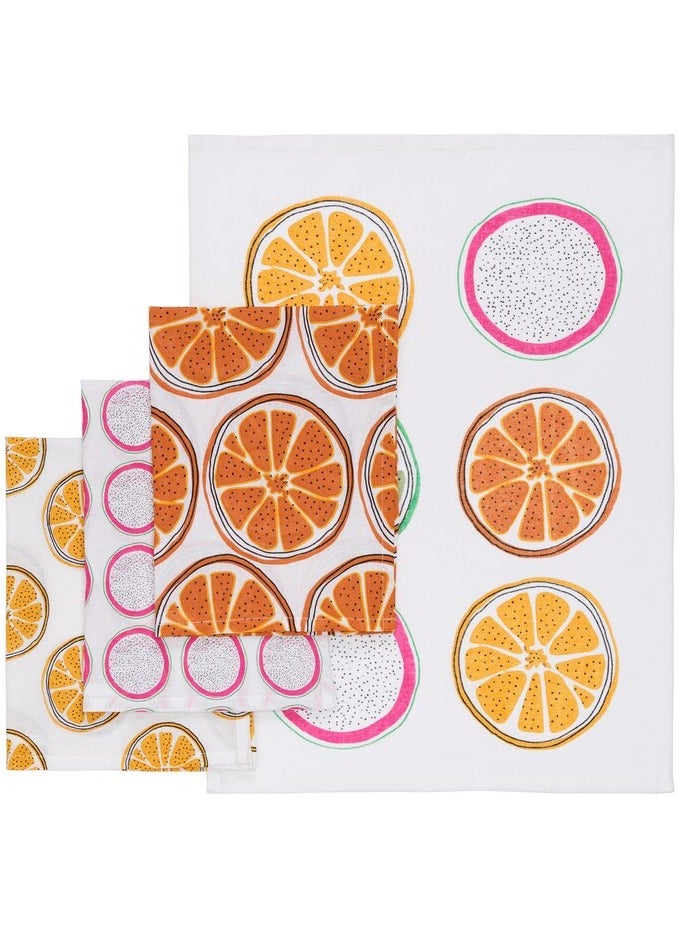 Tea towel, patterned/orange, 45x60 cm