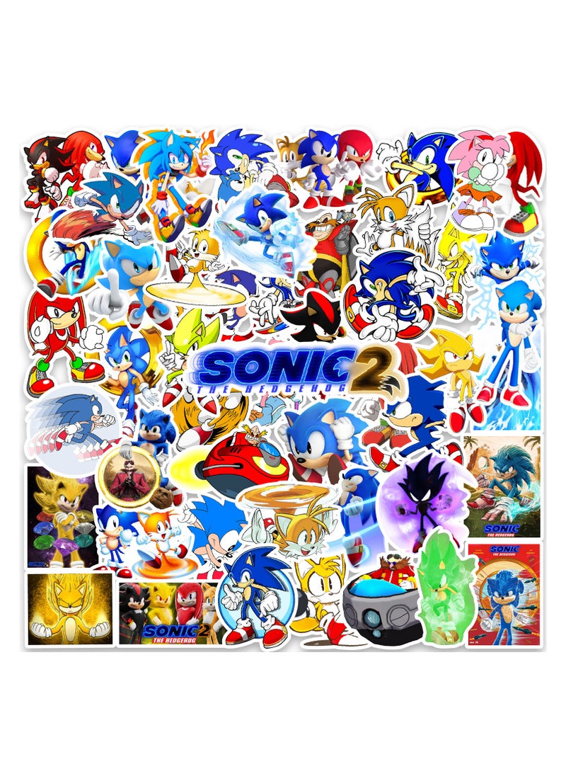 Sonic The Hedgehog 50 Pcs Waterproof Stickers Cute Anime Cartoon Vinyl Aesthetic Sticker Laptop Skateboard Luggage Computer Water Bottle Graffiti Sticker Packs  - Image 1
