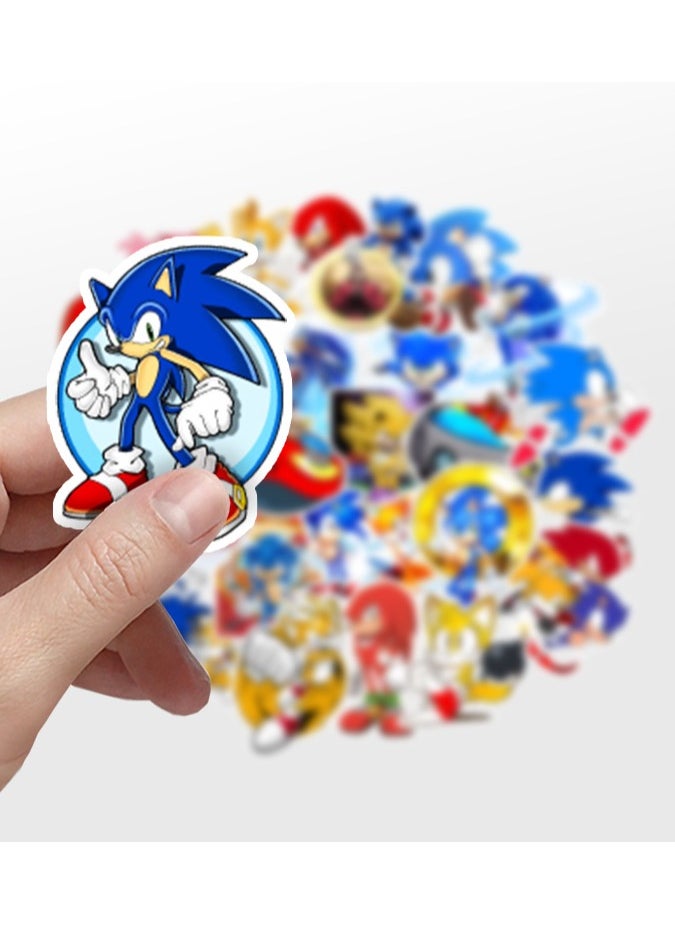 Sonic The Hedgehog 50 Pcs Waterproof Stickers Cute Anime Cartoon Vinyl Aesthetic Sticker Laptop Skateboard Luggage Computer Water Bottle Graffiti Sticker Packs  - Image 4