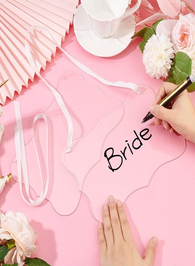 AHANDMAKER 2 Pc Clear Acrylic Hanging Sign, 8.86x5.79 DIY Blank Names Custom Card Labels for Elegant Wedding Chair Signs with White Satin Ribbon for Wedding Dinner Parties, Food Signs, Banquet Events - Image 3