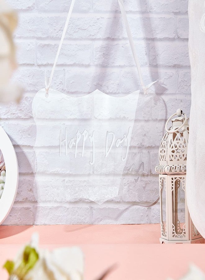 AHANDMAKER 2 Pc Clear Acrylic Hanging Sign, 8.86x5.79 DIY Blank Names Custom Card Labels for Elegant Wedding Chair Signs with White Satin Ribbon for Wedding Dinner Parties, Food Signs, Banquet Events - Image 5