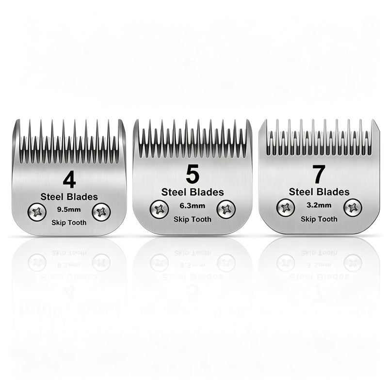 DODAER 754 Skip tooth Detachable Pet Dog Grooming Steel Blades SetCompatible with AndisOster A5Wahl KM10 Series ClippersCut Length 1832mm to 3895mm3 Pack - Image 2
