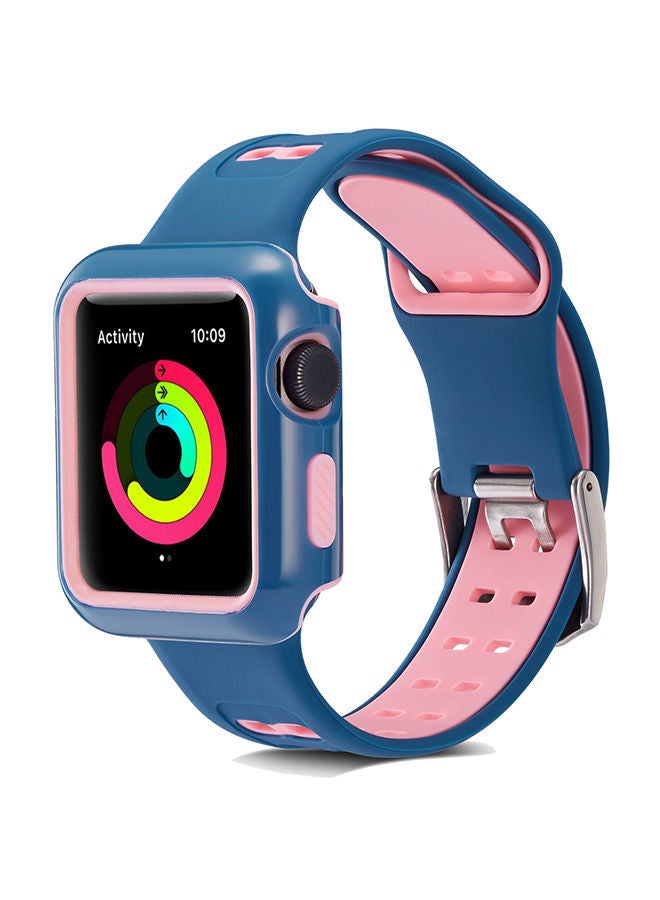 NIBEMINENT Replacement Band With Protective Case Cover For Apple Watch Series 3/2/1 Multicolour - Image 2
