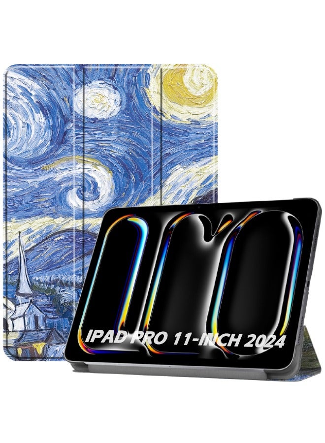 iPad Pro 11 inch 2024 Case, Tri-Fold Smart Tablet Shockproof Case, Multi-Viewing Angles Stand Hard Shell Folio Case Cover with Auto Wake Sleep for iPad Pro 2024 (5th Generation) M4 11-Inch