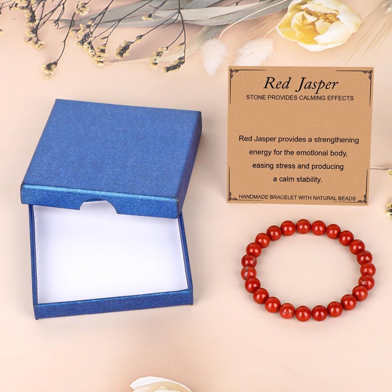 LPBeads أساور مرنة يدوية من حبات الأحجار الكريمة الطبيعية من ، خرز دائري من البلورات العلاجية، هدايا مجوهرات للنس��ء والرجال - Image 2