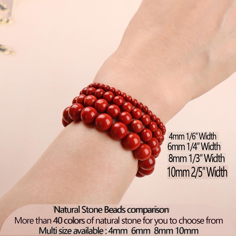 LPBeads أساور مرنة يدوية من حبات الأحجار الكريمة الطبيعية من ، خرز دائري من البلورات العلاجية، هدايا مجوهرات للنس��ء والرجال - Image 5
