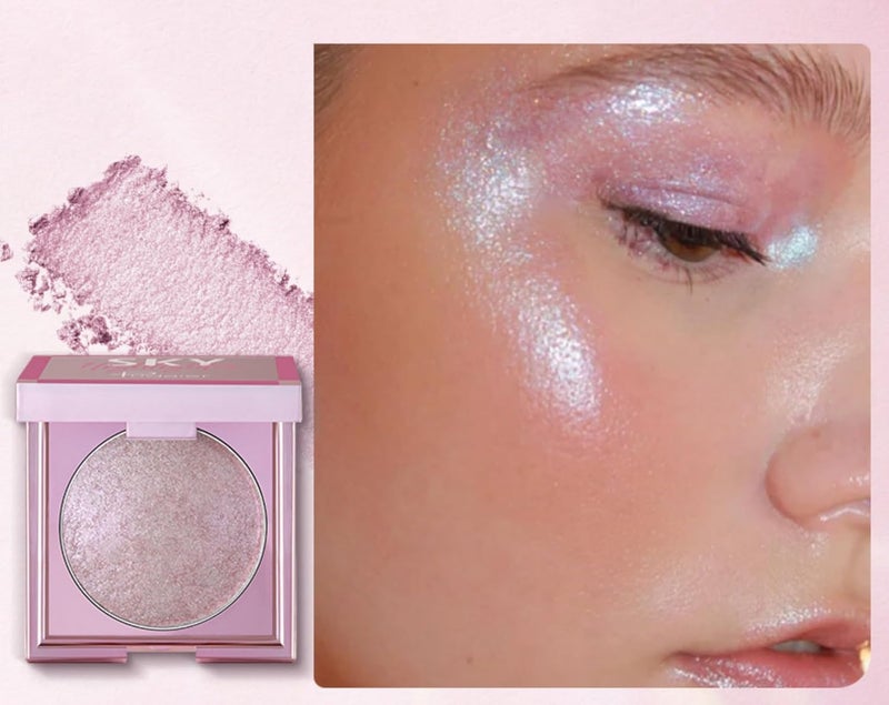 MAEPEOR Face Highlighter Palette 8 Colors Smooth Shimmer Highlighter Palette Longlasting Shiny Face Illuminator Highlighter Makeup 02 Gilt Purple