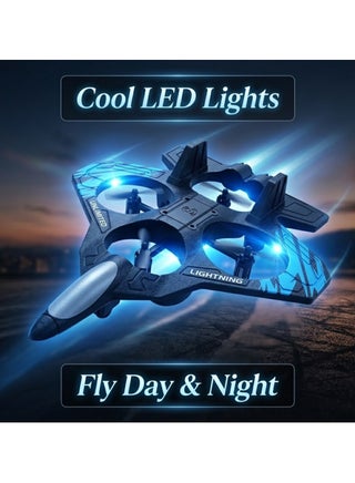 RC Drone Aeroplane for Kids & Adults, 2.4GHz Remote Control L0712 Quadcopter Fighter Plane with LED Lights, Easy to Fly Beginner Friendly Flying Toy, Durable Fall Resistant Indoor, Outdoor RC Airplane with USB Charging - view 4