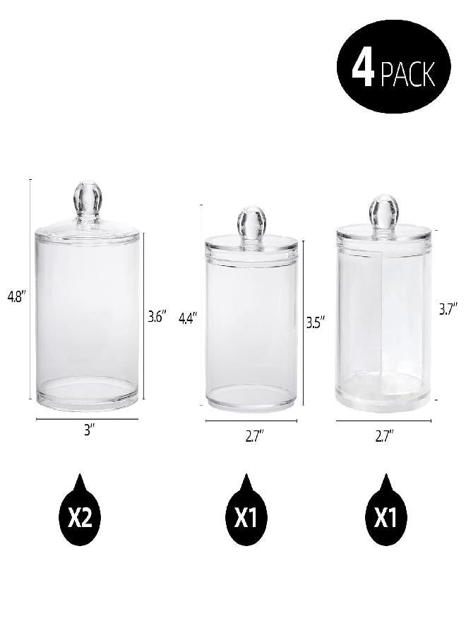 Tbestmax 12 oz, 10 oz Qtip Holder, 4 Pcs Clear Restroom Bathroom Organizers and Storage Containers for Cotton Ball, Cotton Swab, Cotton Round Pads, Floss, Plastic Apothecary Jars Set with Lids - Image 2