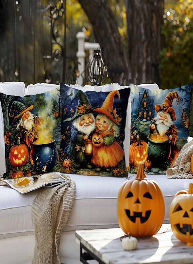GAGEC Halloween Pillow Covers 18x18 Inch Set of 4 Gnome Pumpkin Black Cat Throw Pillow Covers Holiday Farmhouse Pillowcase Couch Cushion Case for Home Sofa Living Room Decor - Image 3