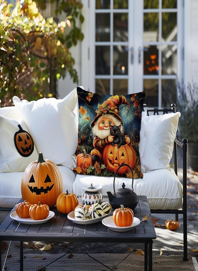 GAGEC Halloween Pillow Covers 18x18 Inch Set of 4 Gnome Pumpkin Black Cat Throw Pillow Covers Holiday Farmhouse Pillowcase Couch Cushion Case for Home Sofa Living Room Decor - Image 4