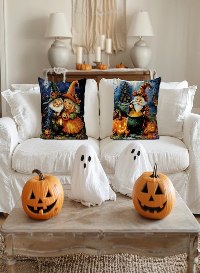 GAGEC Halloween Pillow Covers 18x18 Inch Set of 4 Gnome Pumpkin Black Cat Throw Pillow Covers Holiday Farmhouse Pillowcase Couch Cushion Case for Home Sofa Living Room Decor - Image 5