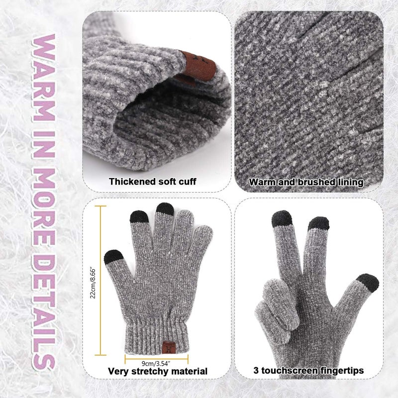 AQOTHES Womens Winter Knit Warm Hat Beanie Long Scarf Touch Screen Gloves Set Skull Caps Neck Scarves for Women - Image 4