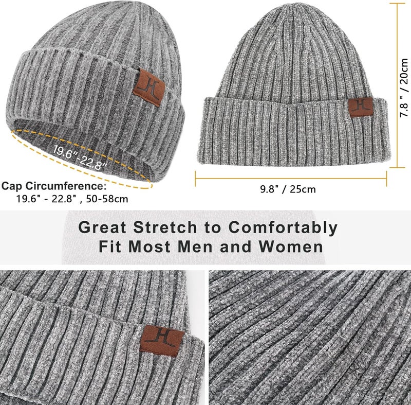 AQOTHES Womens Winter Knit Warm Hat Beanie Long Scarf Touch Screen Gloves Set Skull Caps Neck Scarves for Women - Image 2