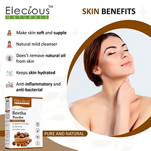 Elecious Pure Reetha Powder for Hair (200 Grams) | Ideal for Hair, Face and Skin | Soapnut powder | 100% Pure and Natural, No Chemcial, No Preservative. - Image 5