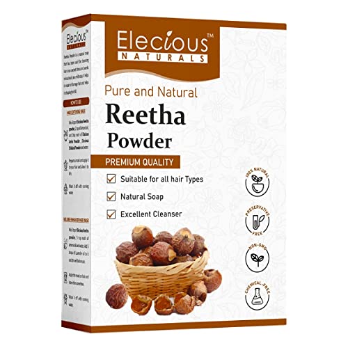 Elecious Pure Reetha Powder for Hair (200 Grams) | Ideal for Hair, Face and Skin | Soapnut powder | 100% Pure and Natural, No Chemcial, No Preservative. - Image 1