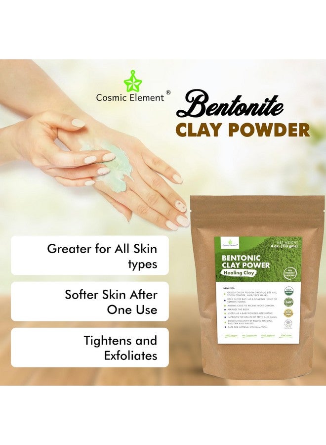 cosmic element 100% Pure Calcium Bentonite Clay Powder - Bentonite Clay Food Grade, Vegan, Healing Clay | Skin Care Detox - Deep Pore Cleansing Face & Body Mask For Soft, Smooth, Refreshed Skin | 4 Oz - Image 2