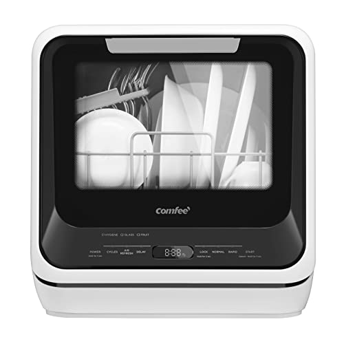 COMFEE' Portable Mini Dishwasher Countertop with 5L Built-in Water Tank for Apartments& RVs, No Hookup Needed, 6 Programs, 360° Dual Spray, 162℉ High-Temp& Air-Dry Function - Image 1