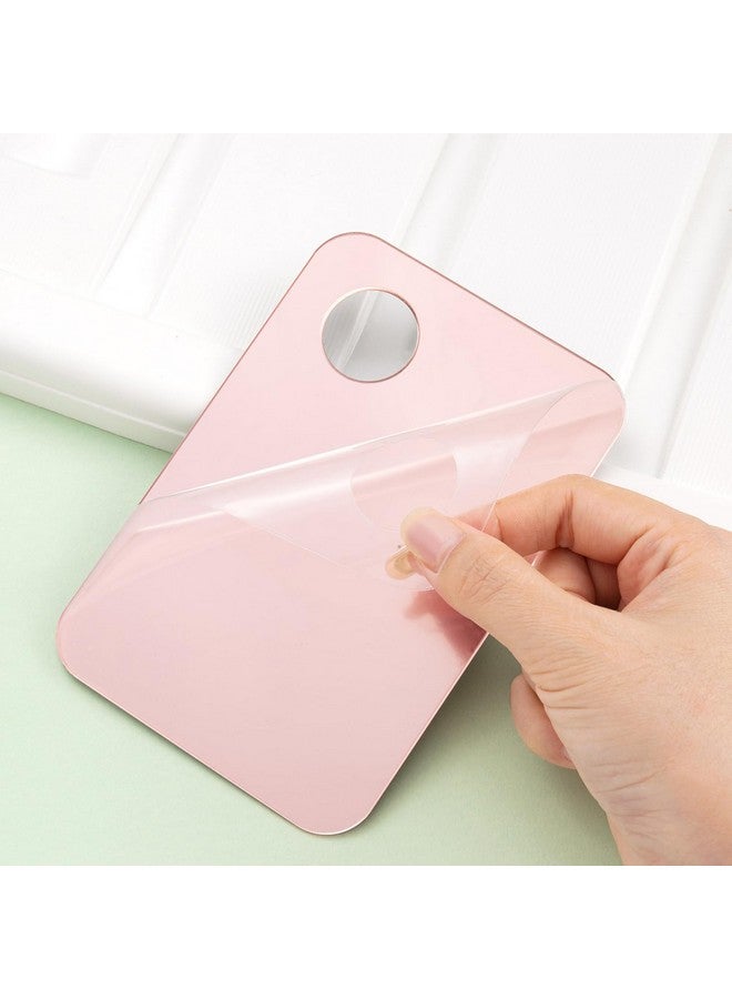 Mcduyant 4 Pcs Makeup Mixing Tray Makeup Palette with Makeup Spatula Makeup Mixing Palette Foundation Palette for Eye Shadow Lipsticks Nail Art Beauty Salon (Pink and transparent) - Image 3