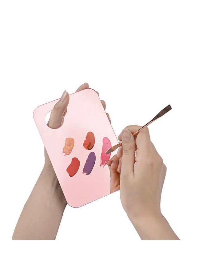 Mcduyant 4 Pcs Makeup Mixing Tray Makeup Palette with Makeup Spatula Makeup Mixing Palette Foundation Palette for Eye Shadow Lipsticks Nail Art Beauty Salon (Pink and transparent) - Image 4