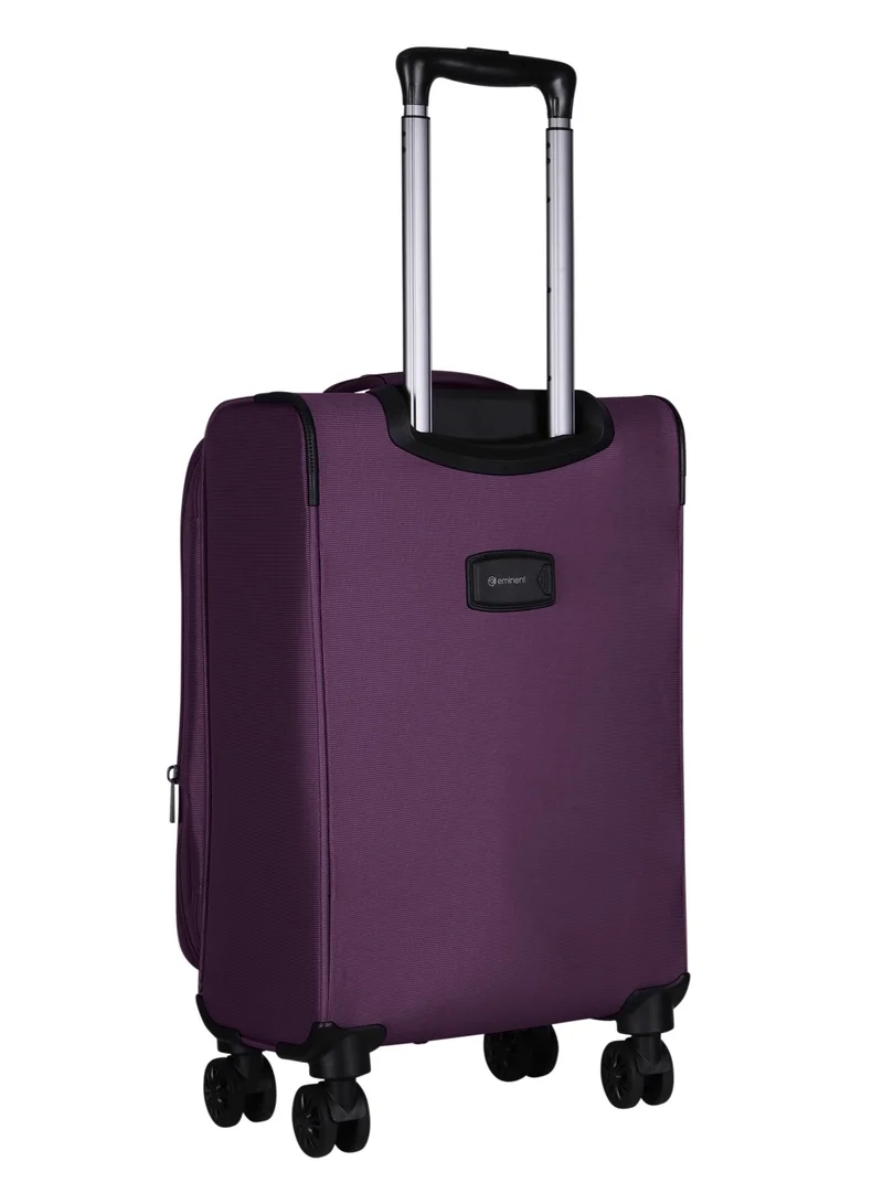 eminent Unisex Soft Travel Bag Cabin Luggage Trolley Polyester Lightweight Expandable 4 Double Spinner Wheeled Suitcase with 3 Digit TSA lock E751 Purple