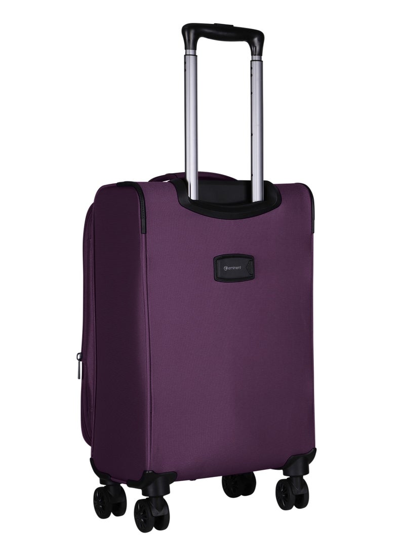 eminent - Unisex Soft Travel Bag Cabin Luggage Trolley Polyester Lightweight Expandable 4 Double Spinner Wheeled Suitcase with 3 Digit TSA lock E751 Purple - Image 1