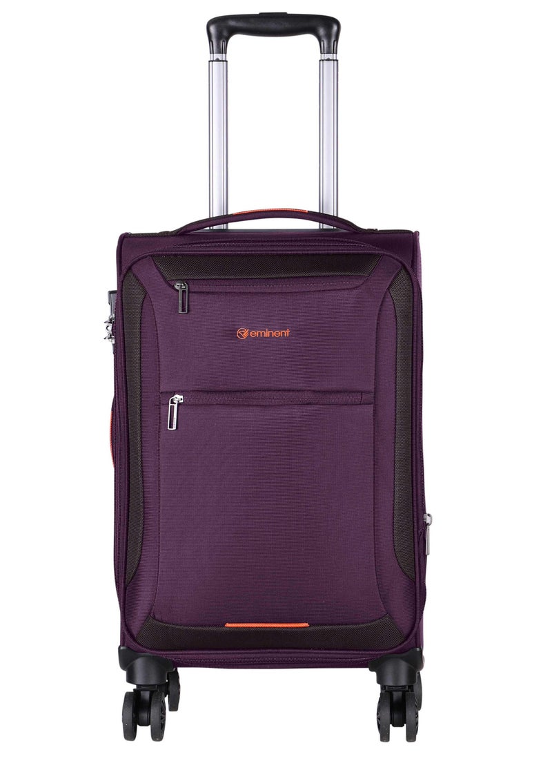 eminent - Unisex Soft Travel Bag Cabin Luggage Trolley Polyester Lightweight Expandable 4 Double Spinner Wheeled Suitcase with 3 Digit TSA lock E751 Purple - Image 1