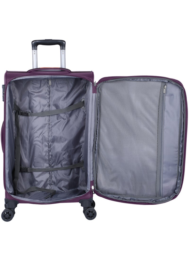 eminent - Unisex Soft Travel Bag Cabin Luggage Trolley Polyester Lightweight Expandable 4 Double Spinner Wheeled Suitcase with 3 Digit TSA lock E751 Purple - Image 1