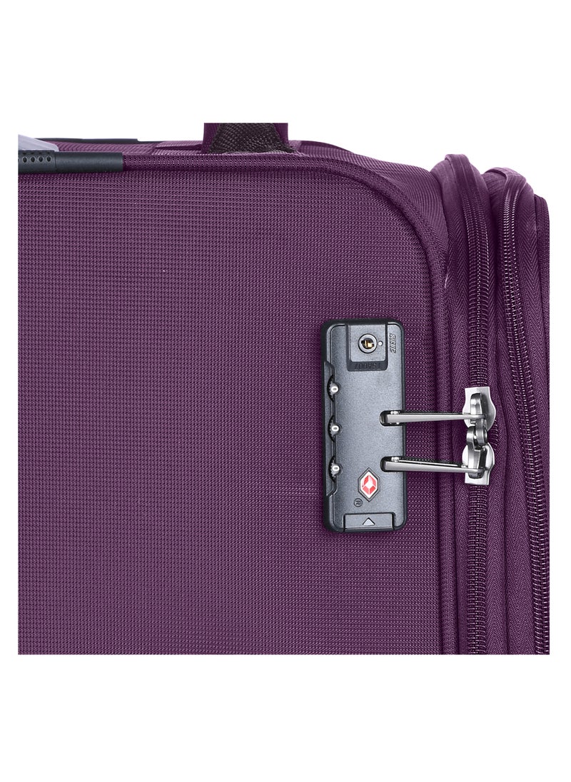 eminent - Unisex Soft Travel Bag Cabin Luggage Trolley Polyester Lightweight Expandable 4 Double Spinner Wheeled Suitcase with 3 Digit TSA lock E751 Purple - Image 1