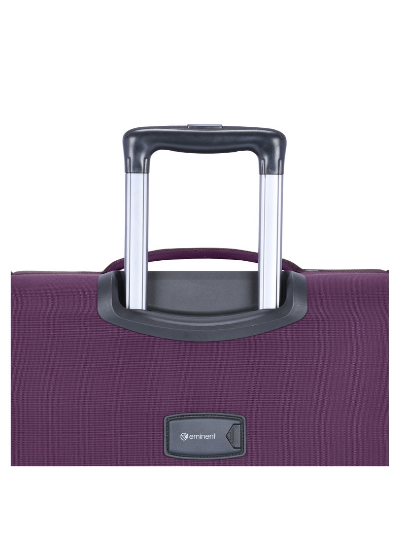 eminent - Unisex Soft Travel Bag Cabin Luggage Trolley Polyester Lightweight Expandable 4 Double Spinner Wheeled Suitcase with 3 Digit TSA lock E751 Purple - Image 1