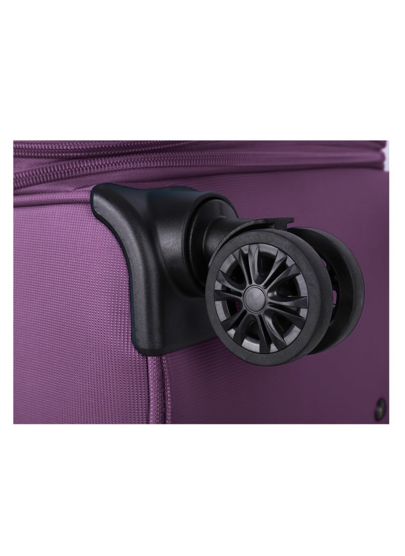 eminent - Unisex Soft Travel Bag Cabin Luggage Trolley Polyester Lightweight Expandable 4 Double Spinner Wheeled Suitcase with 3 Digit TSA lock E751 Purple - Image 1