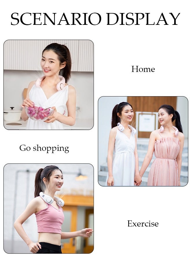 DUNISO مروحة رقبة محمولة مع شاشة عرض للبطارية، 3 سرعات قابلة لإعادة الشحن، مروحة رقبة بدون شفرات، مروحة شخصية يمكن ارتداؤها قابلة للتعديل للنساء والرجال، مروحة تبريد رائعة للسفر والخارج والرياضة - Image 3