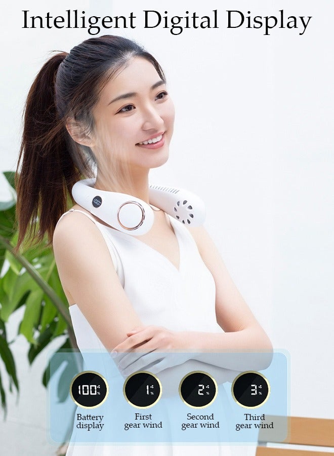 DUNISO مروحة رقبة محمولة مع شاشة عرض للبطارية، 3 سرعات قابلة لإعادة الشحن، مروحة رقبة بدون شفرات، مروحة شخصية يمكن ارتداؤها قابلة للتعديل للنساء والرجال، مروحة تبريد رائعة للسفر والخارج والرياضة - Image 5