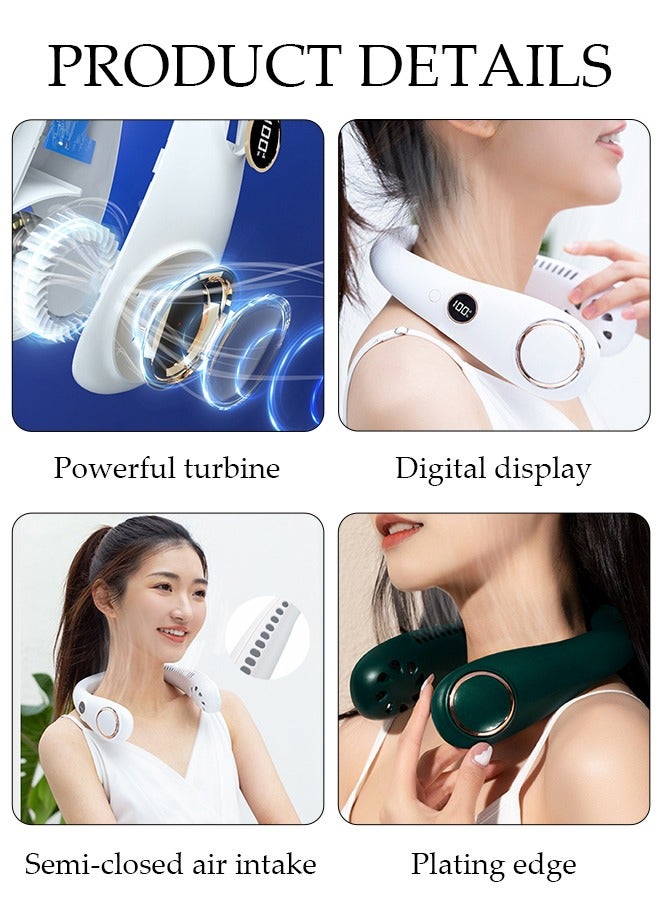DUNISO مروحة رقبة محمولة مع شاشة عرض للبطارية، 3 سرعات قابلة لإعادة الشحن، مروحة رقبة بدون شفرات، مروحة شخصية يمكن ارتداؤها قابلة للتعديل للنساء والرجال، مروحة تبريد رائعة للسفر والخارج والرياضة - Image 2