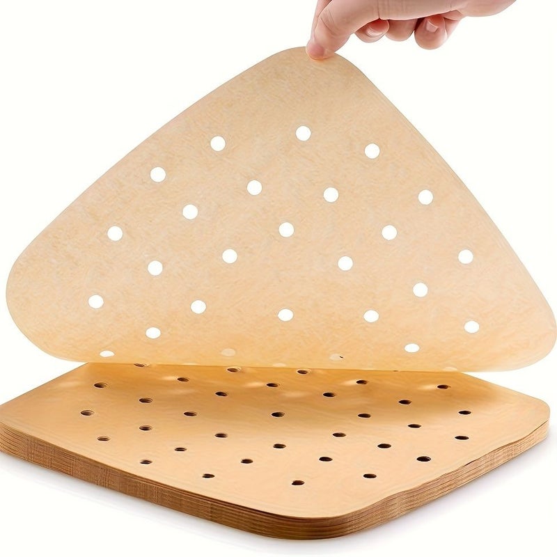 200pcs 7 5 Inch Brown Air Fryer Parchment Paper Liners Square Perforated Baking Cooking Oven Steamer Liner - Image 4