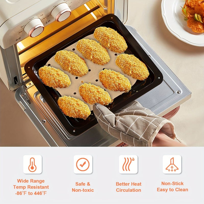 200pcs 7 5 Inch Brown Air Fryer Parchment Paper Liners Square Perforated Baking Cooking Oven Steamer Liner - Image 5