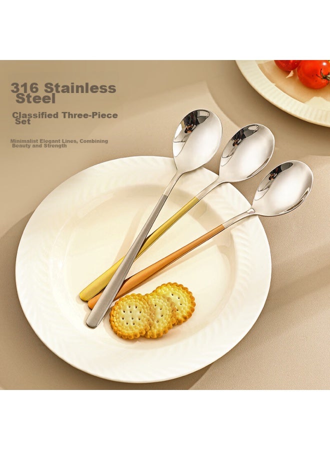 GRASEY Guangyi 316l Stainless Steel Soup Ladle, Round Bottom Serving Spoon, Rice Spoon, Soup Spoon, Colorful, 3-piece Set, Gy8664 - Image 5