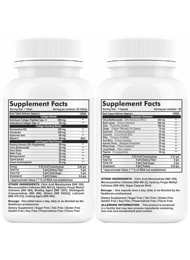 GNL Collagen Type 2 Supplements With Hydrolyzed Protein Collagen Peptides Powder, Glucosamine hcl, Chondroitin, MSM, Hyaluronic Acid, Vitamin C, Resveratrol As Joint Support Supplement, 60 Tablet - Image 2