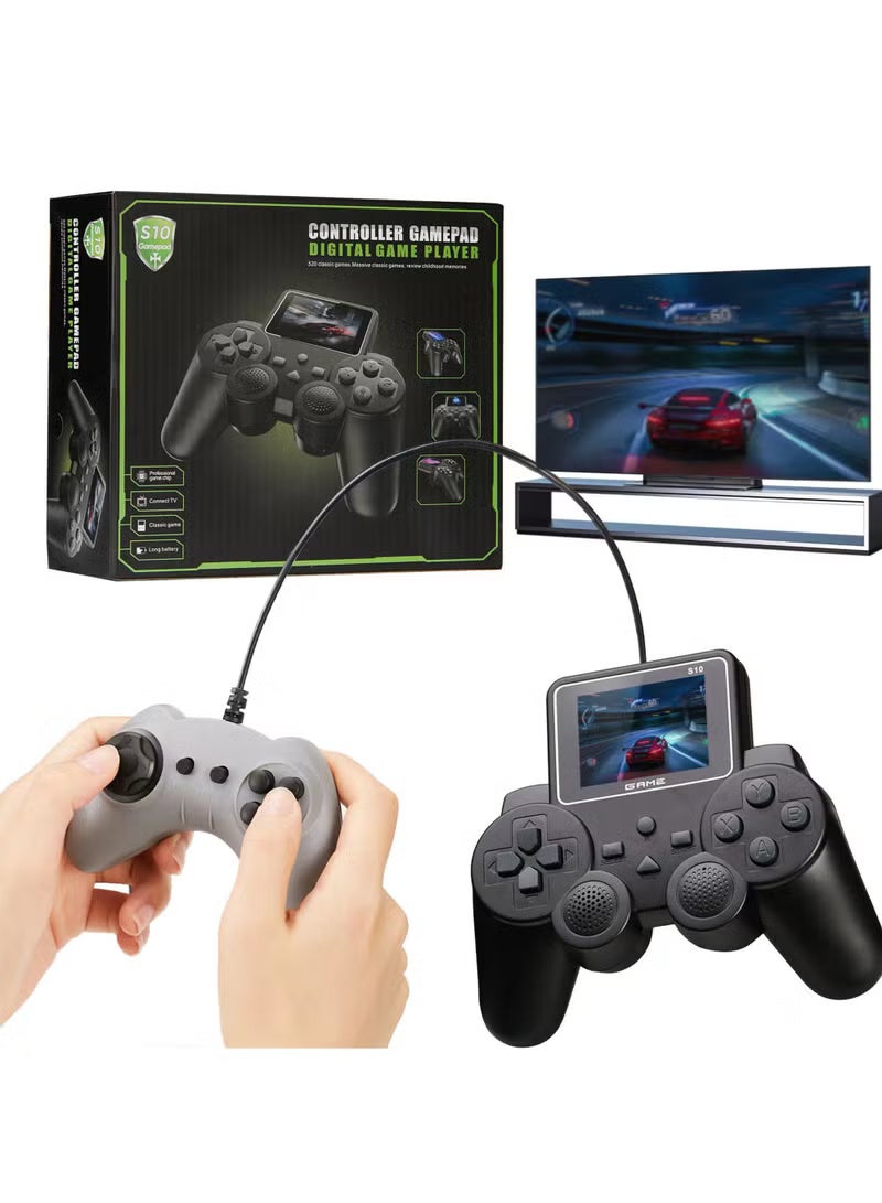 S10 Mini Joystick Retro Arcade Console, Black Portable Nostalgic Handheld | Preloaded 520 Classic Retro Games | Complete Kit with Console, User Manual, USB Charger, AV Cable + Extra Wired Controller