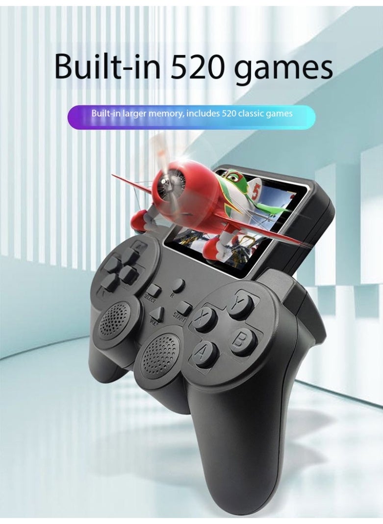 TNGames S10 Mini Joystick Retro Arcade Console, Black Portable Nostalgic Handheld | Preloaded 520 Classic Retro Games | Complete Kit with Console, User Manual, USB Charger, AV Cable + Extra Wired Controller - Image 2