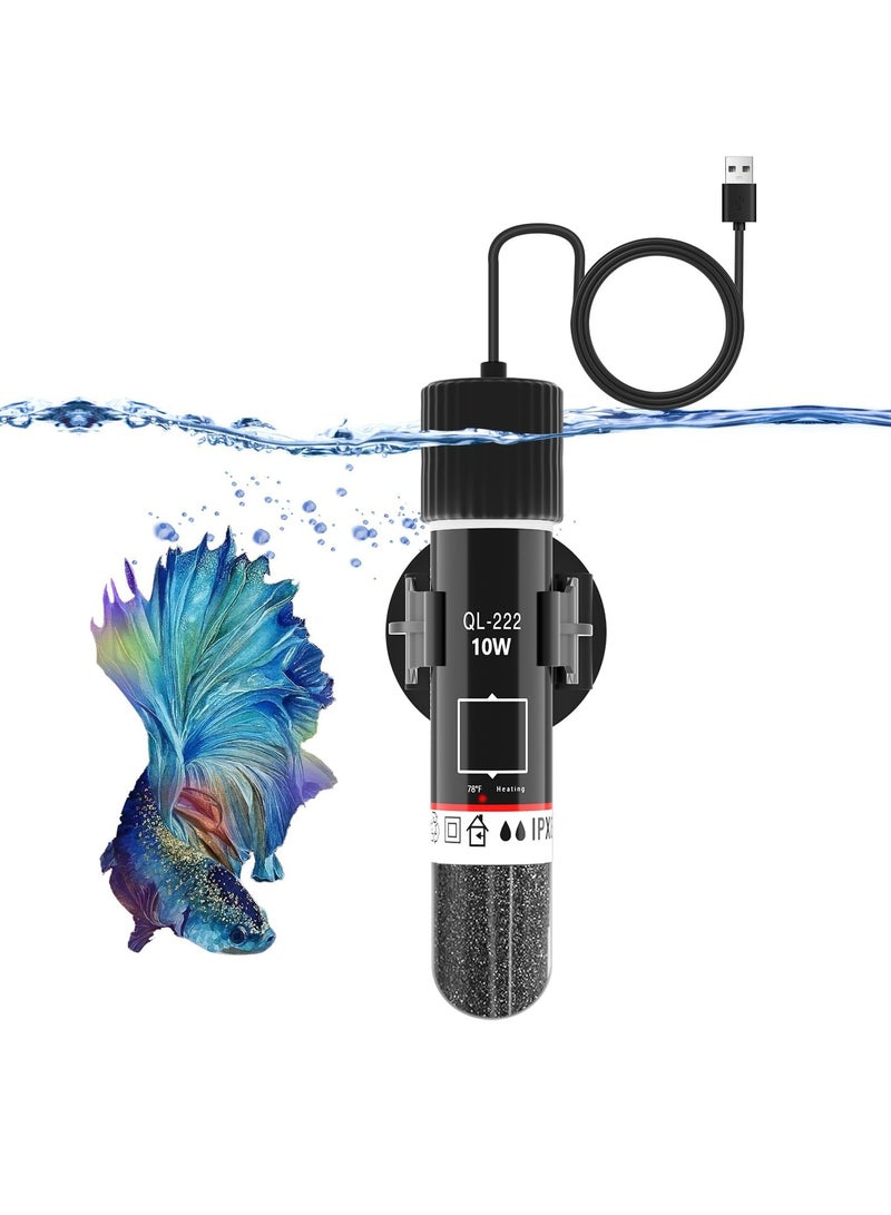 CMGTYYD Aquarium Heater, Mini USB Aquarium Heater, 10W/15W Small Submersible Fish Tank Heater with Digital Display Thermostat, USB Powered Constant Temperature for up to 1 Gallon Tanks - Image 1