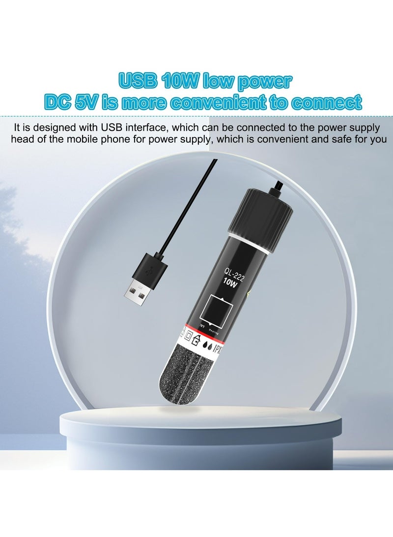 CMGTYYD Aquarium Heater, Mini USB Aquarium Heater, 10W/15W Small Submersible Fish Tank Heater with Digital Display Thermostat, USB Powered Constant Temperature for up to 1 Gallon Tanks - Image 5