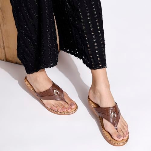 TRASE Doctor Ortho Women's Light Weight, Soft Footbed Comfortable Diabetic and Orthopedic Flip-Flop Slippers for Knee and Foot Pain (Brown, 4 UK) - Image 3