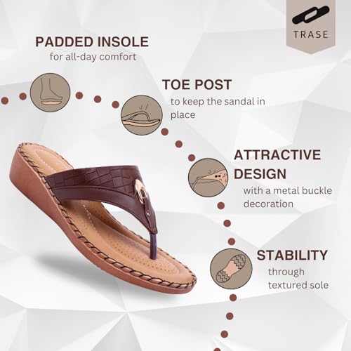 TRASE Doctor Ortho Women's Light Weight, Soft Footbed Comfortable Diabetic and Orthopedic Flip-Flop Slippers for Knee and Foot Pain (Brown, 4 UK) - Image 2