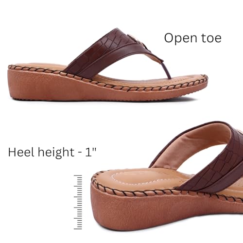 TRASE Doctor Ortho Women's Light Weight, Soft Footbed Comfortable Diabetic and Orthopedic Flip-Flop Slippers for Knee and Foot Pain (Brown, 4 UK) - Image 4