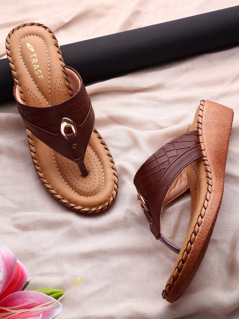 TRASE Doctor Ortho Women's Light Weight, Soft Footbed Comfortable Diabetic and Orthopedic Flip-Flop Slippers for Knee and Foot Pain (Brown, 4 UK) - Image 5