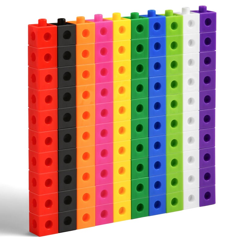 HOTUT 100 Pcs Maths Cubes with 10 Colours, Linking Cubes, Early Years Maths Learning, Magic Counting Blocks, Counting Block Set for School and Home - 2 CM - Image 1