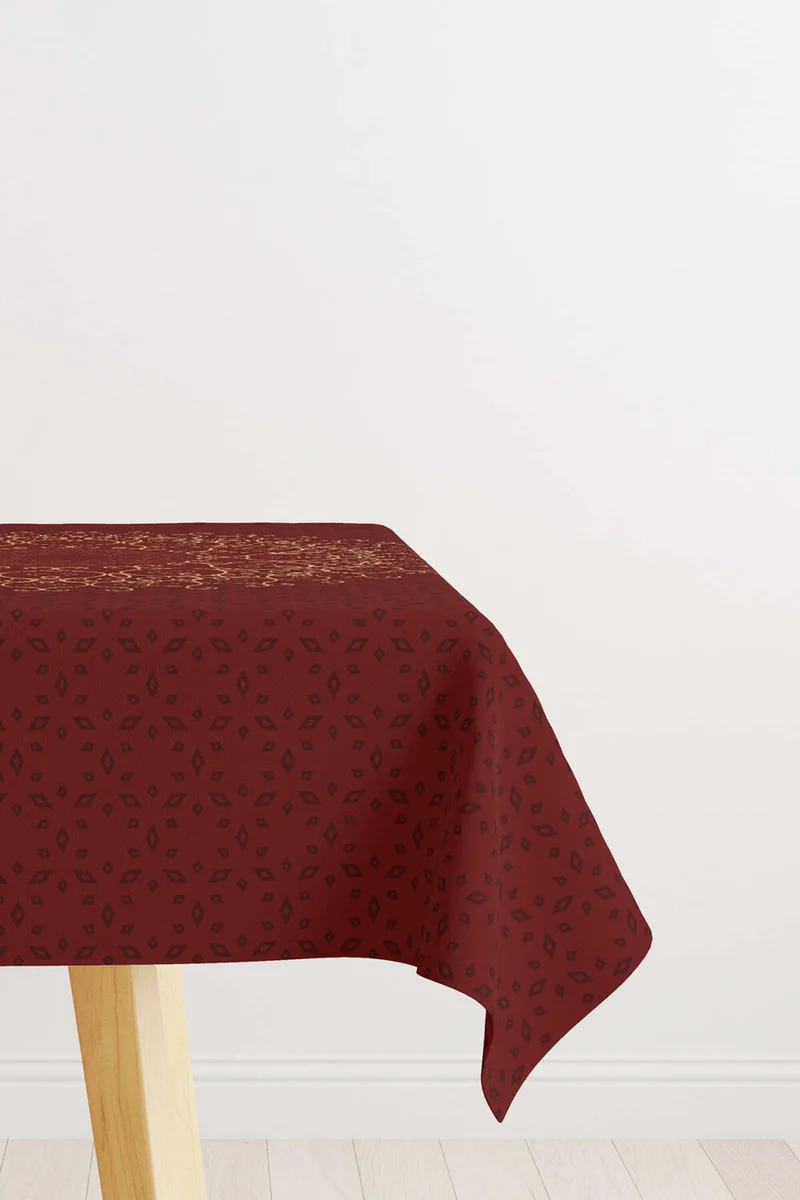 Cango Home Red Claret Red Ramadan Themed Motif Patterned Digital Printed Tablecloth CGH1286-MS