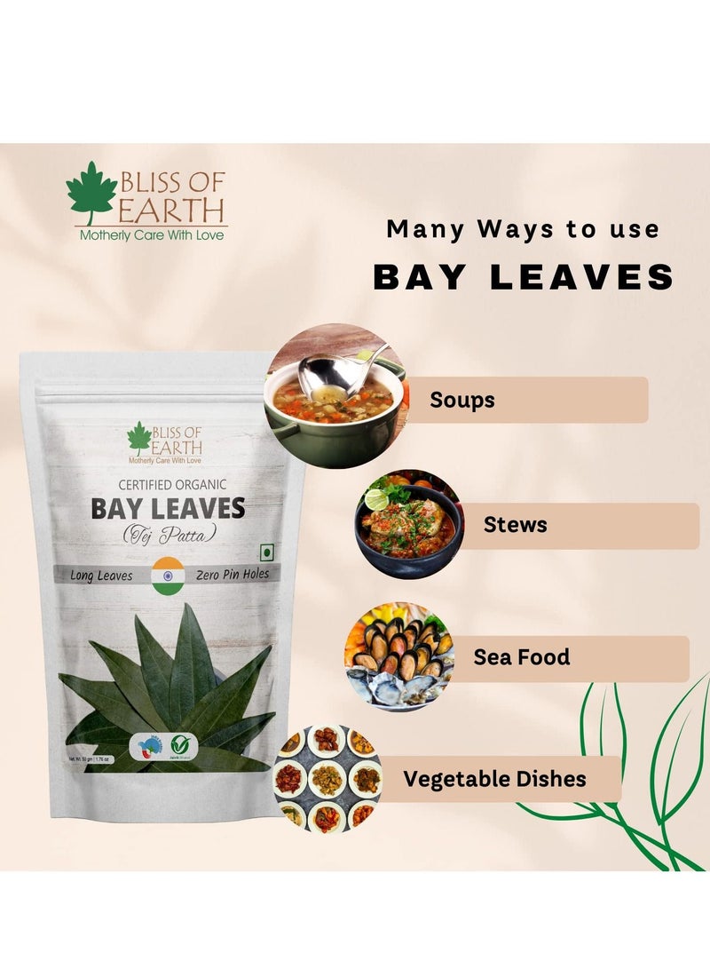 بليس اوف ايرث 500 جرام من مسحوق الكركم العضوي لاكادونج عالي الكركمين و 50 جرام أوراق خليج تيج باتا من الدرجة A1 ثقوب بدون غبار مع لون أخضر موحد - Image 3